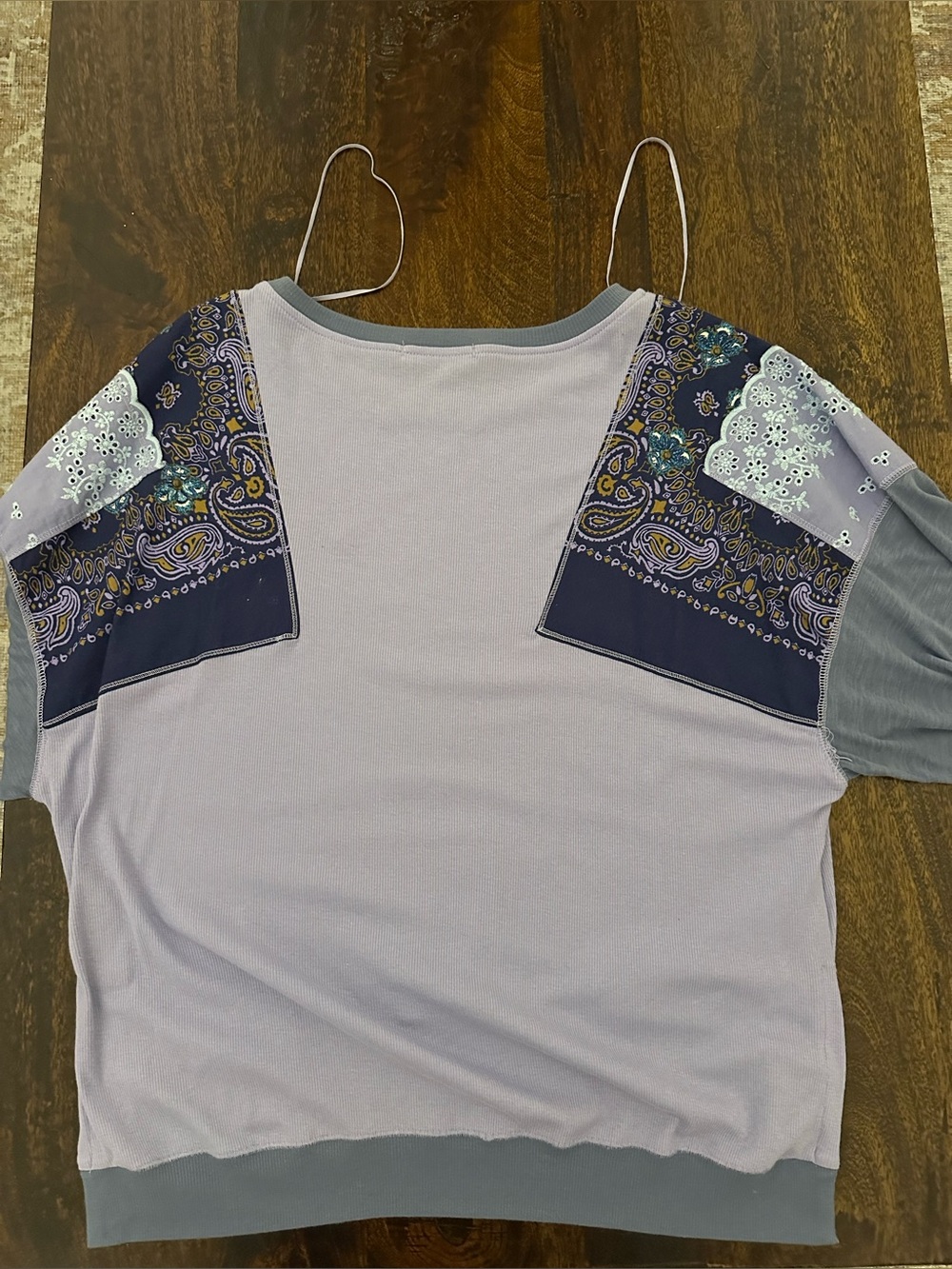 Free People Feelin it Tee Lavender Patchwork - Picture 6 of 12